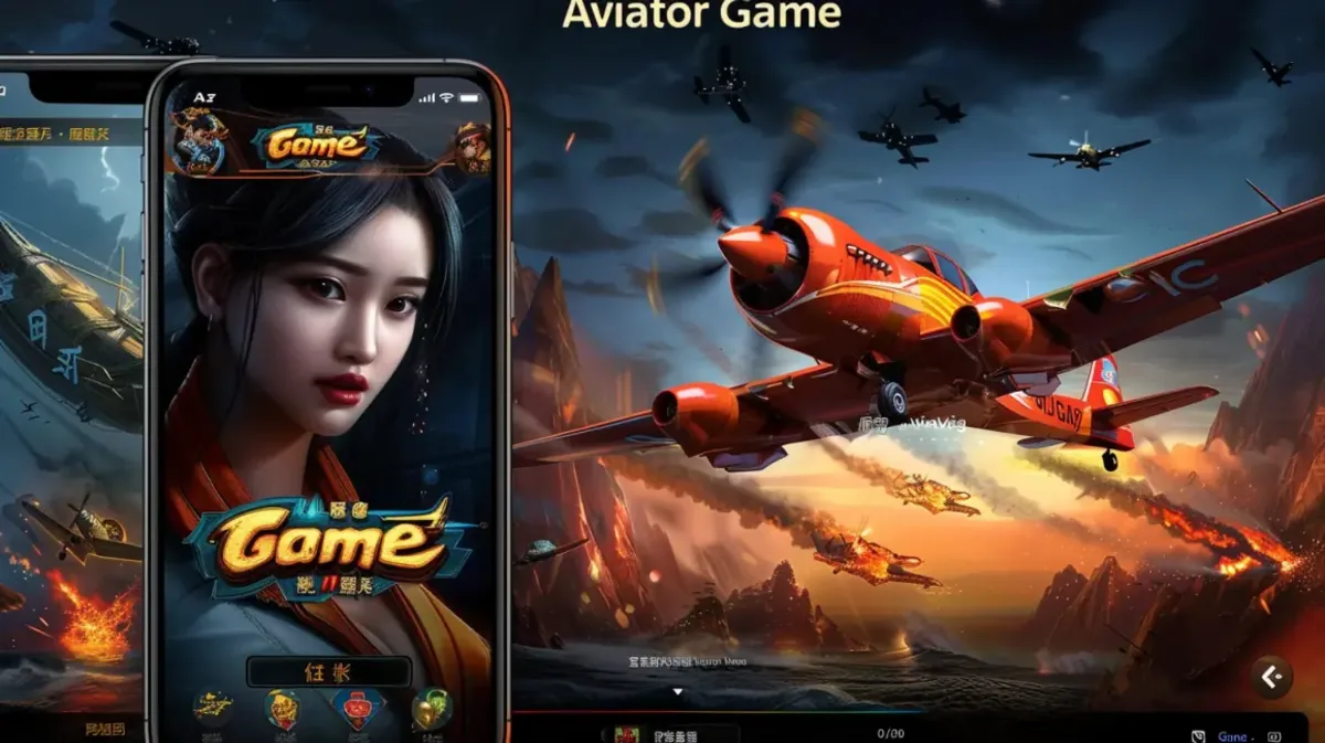 An ad for the Aviator game on the 999bd app. It features a beautiful female game character alongside a screen showing a red plane flying over a dramatic landscape with volcanoes.