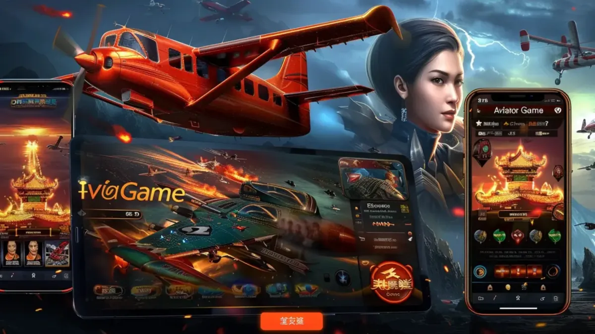 A promotional image for the Aviator game at 999bd, showcasing its availability on tablet and mobile. A female pilot character and various aircraft are featured in the design.