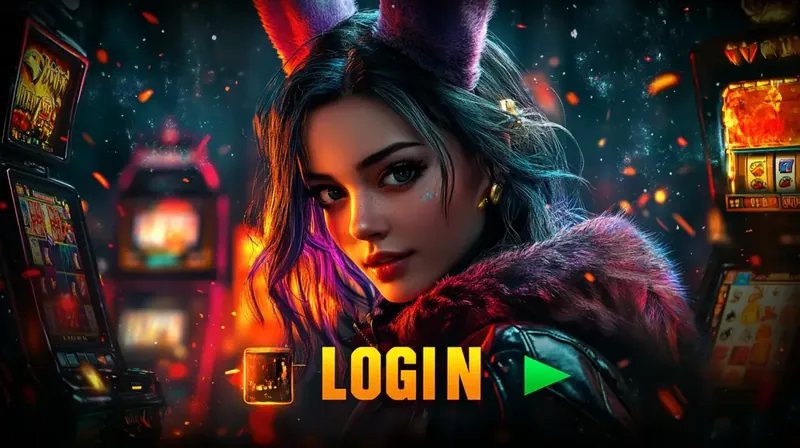 A promotional image for 999bd featuring a stylish woman with purple hair and bunny ears in a neon-lit casino setting. A glowing LOGIN text with an arrow invites users to join.